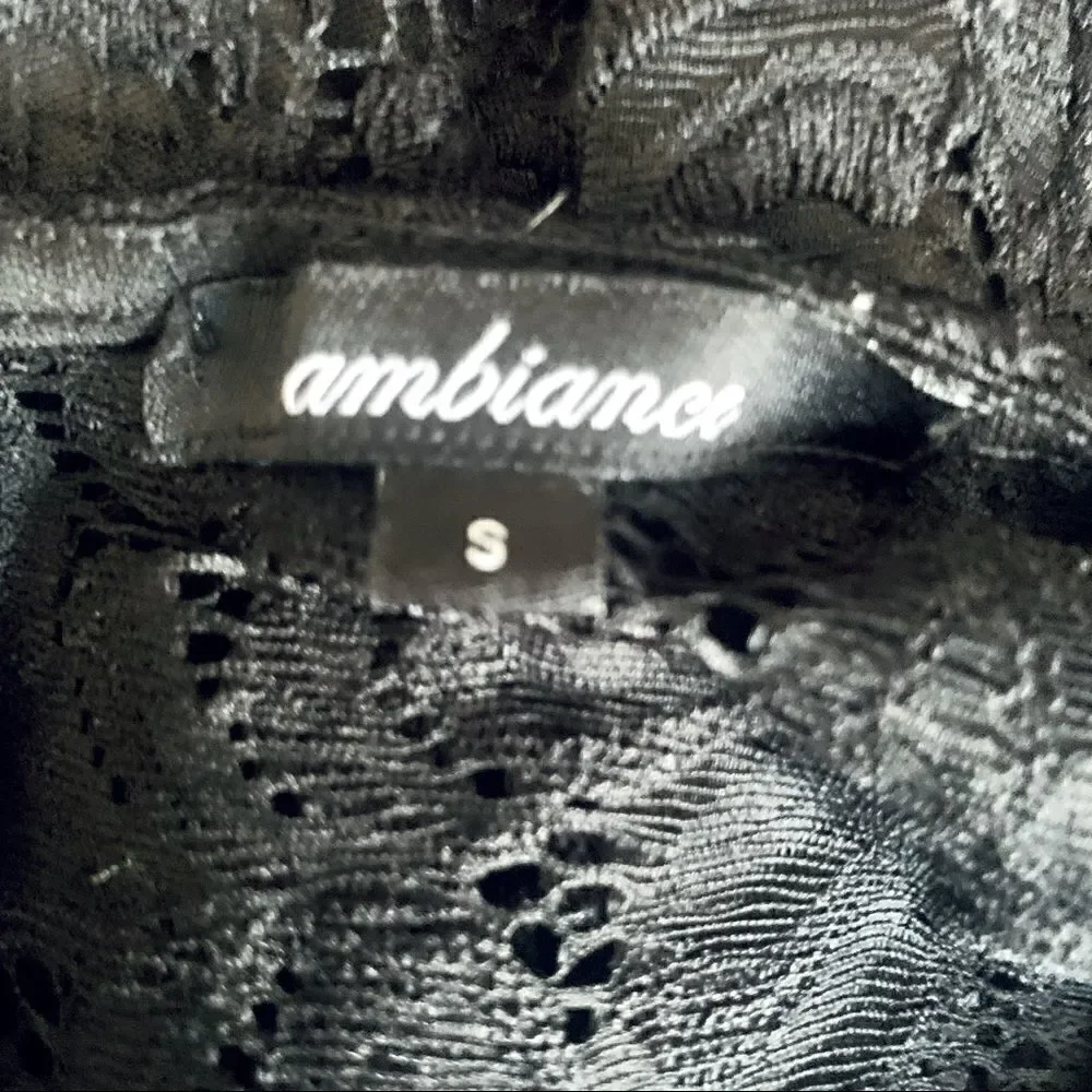 Ambiance Black Lace Overlay Midi Dress Size Small - Picture 15 of 15